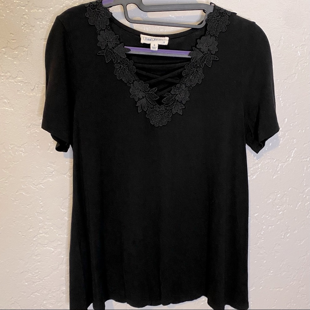 Lace Flower V-Neck Blouse